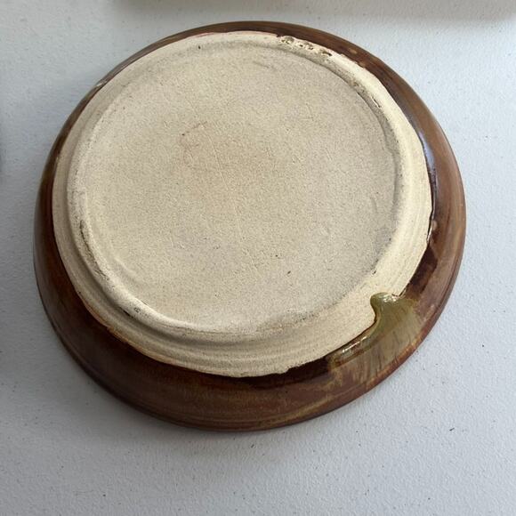Art Studio Pottery Hand Thrown Dish Bowl Artist Stamped 9.5" - Picture 9 of 14